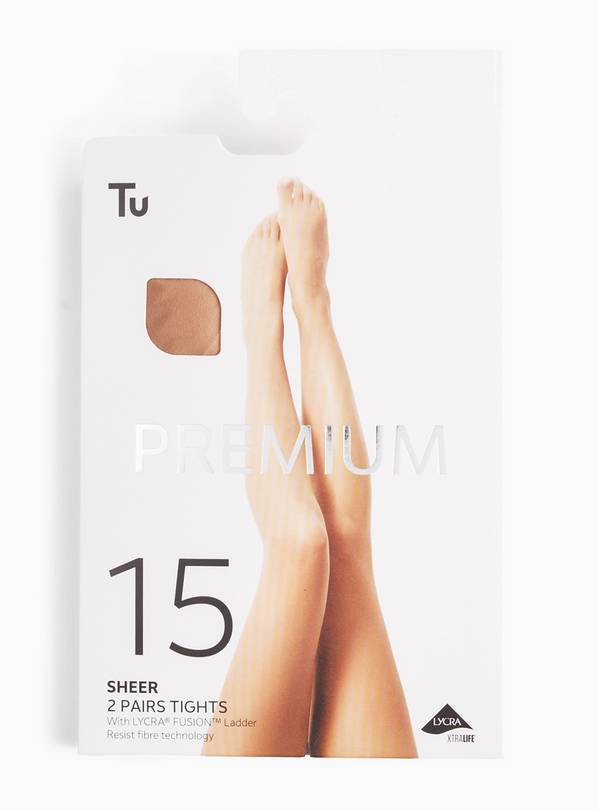 15 Denier Nude 1 Premium Sheer Tights 2 Pack M